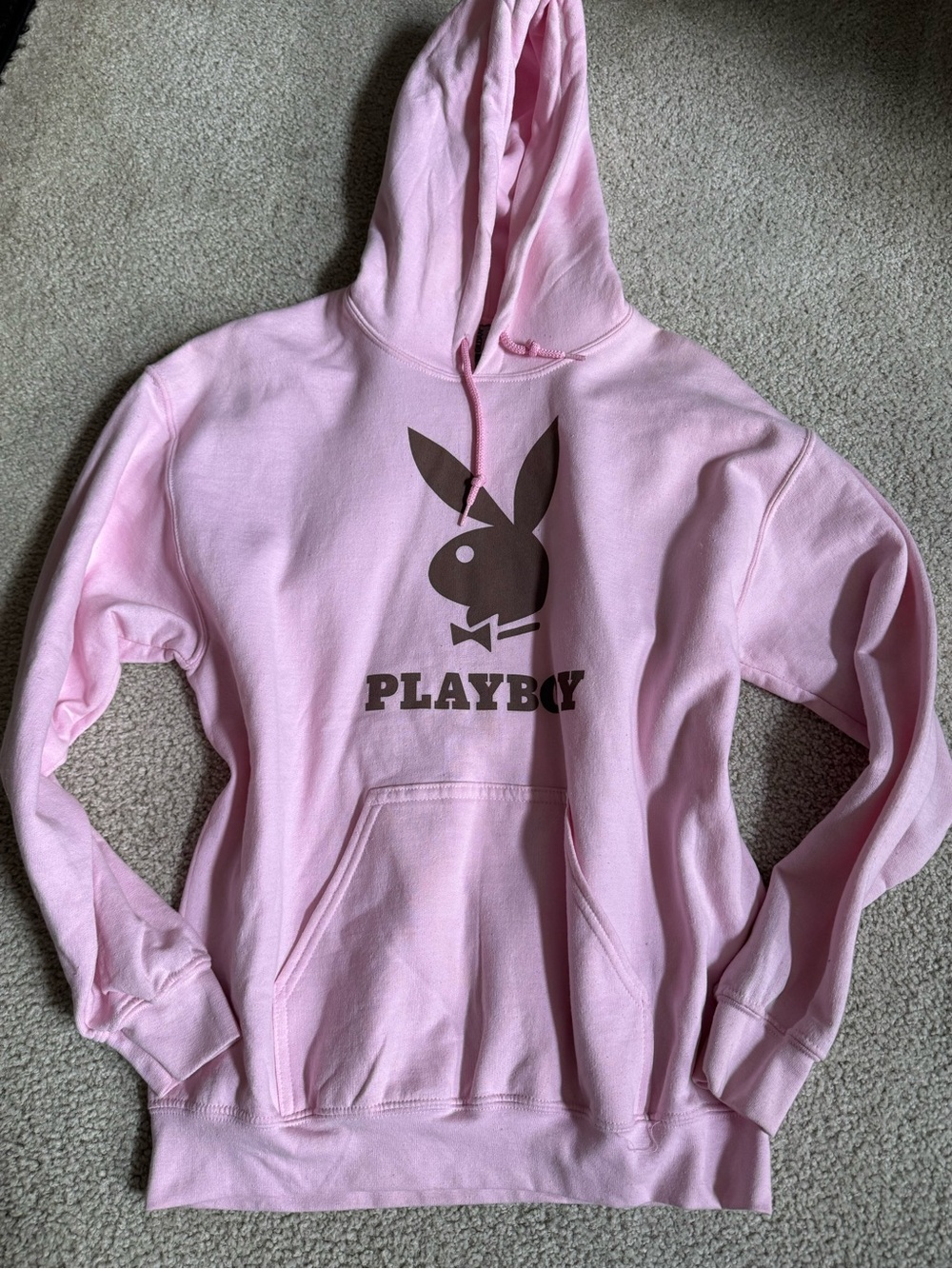 Gildan Pink Hoodie with Brown Playboy Logo y2k sexy